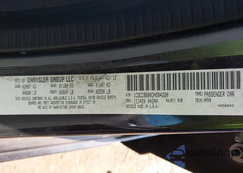 2013 Chrysler 200 Touring from USA, damaged, VIN 1C3CCBBB0DN584220